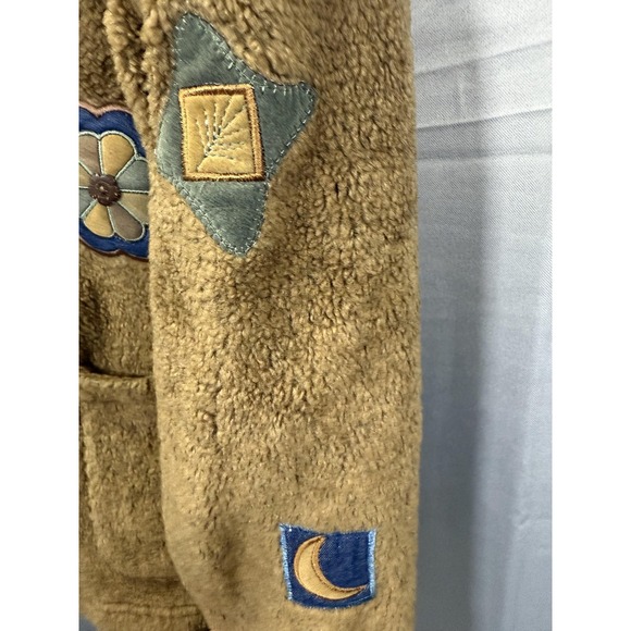 Teddi Jacket Womens Medium Fleece Patchwork Button Up Boho Cottagecore Cozy - Picture 6 of 10
